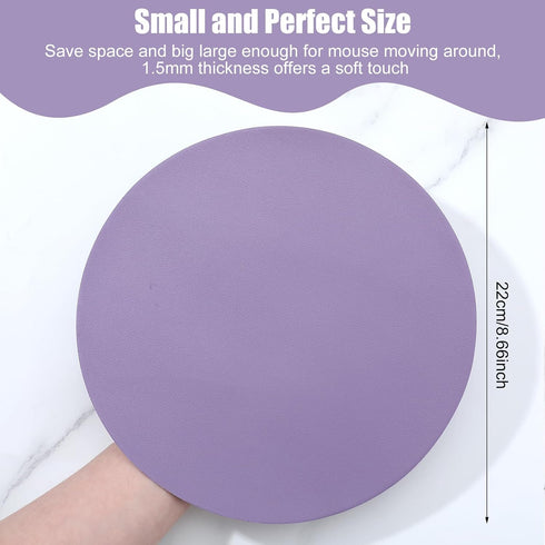 Shimmeroo 8.7inch Small Mouse Pad for Laptop, Round Portable Mouse Pad - Non Slip Purple Mousepads for Office
