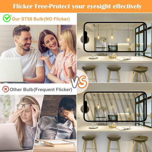 PARTPHONER LED Light Bulbs, 4 Pack, Dimmable Vintage Edison Bulb, E26 60W Equivalent, Warm White 2700K