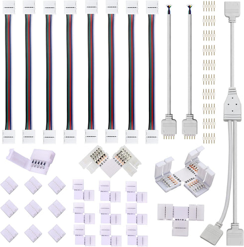5 Pin LED Strip Connector Kit - Includes L and T Shape Connectors, Solderless Connector for 12mm RGBW LED Strips