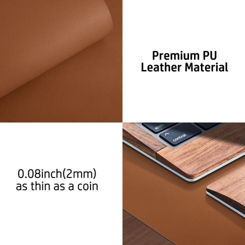 Leather Desk Pad Protector, Non-Slip PU Leather Blotter, Waterproof Writing Pad for Office and Home (Brown)