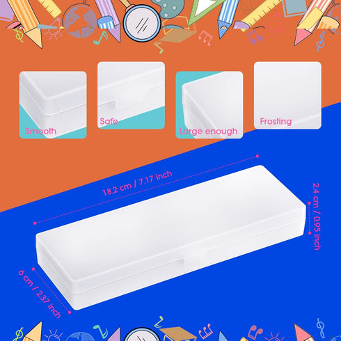 Crtiin 50 Pcs Pencil Boxes Bulk, Plastic Clear Pencil Case for School Supplies Organization (7.17 x 2.36 x 0.94 Inch)