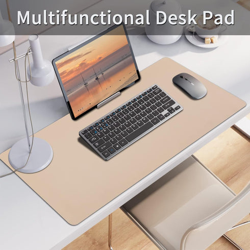 Leather Desk Pad, Non-Slip Desk Protector Mat, Waterproof Desk Blotter, Computer Desk Pad for Office Home Decor - Beige