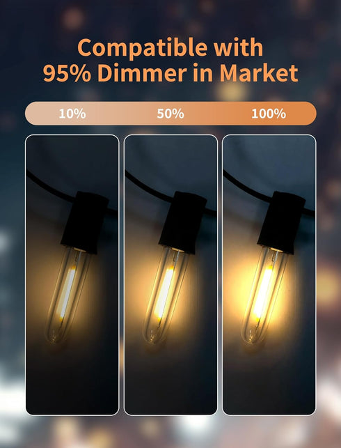 25 Pack Bulbs, 0.6W E12 Bulbs S14 G40 C7 Dimmable E12 Bulbs 2700K Tubular LED Replacement Light Waterproof LED