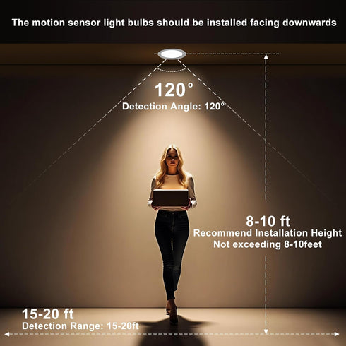 7117 6 Inch 16W 5500K E26, 2Pack Motion Sensor LED Recessed Lights, Downlight Daylight, Motion Activated Security