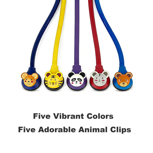 Jeashia 5 ClearSound Kids Stethoscope - Real Working Medical Tool with Fun Cartoon Heads for Pediatric Exams, Nurse