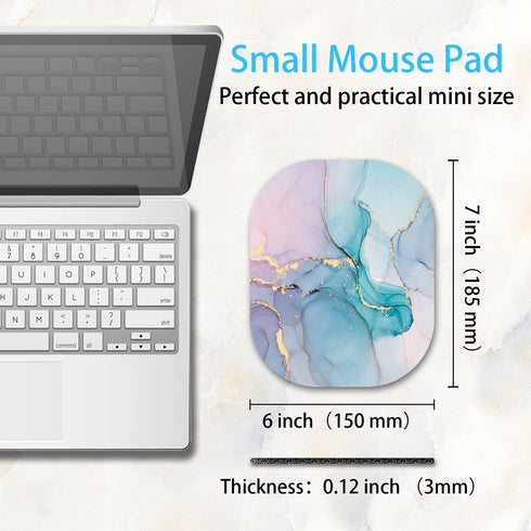 Small Mouse Pad, Mini Mouse Pad 6 x 7 Inch | Non-Slip Rubber Base, Waterproof Mouse Mat for Home Office Travel, Cyan