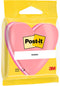 Post-it Notes, 225 Heart Shape Sticky Notes, 70 x 70mm, Pink for Desk, Office, School