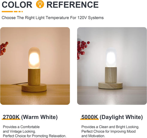 Frosted T45 LED Bulb, Vintage E26 Base, 40 Watt Equivalent, Dimmable, 4W 2700K Soft Warm White, 6 Count
