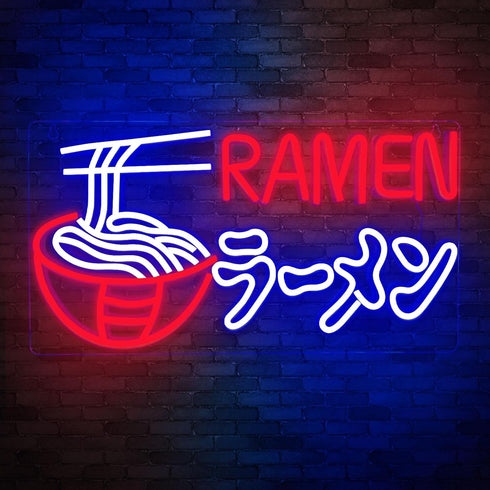 Ramen Neon Sign Japanese Noodles Neon Light for Wall Decor Dimmable LED
