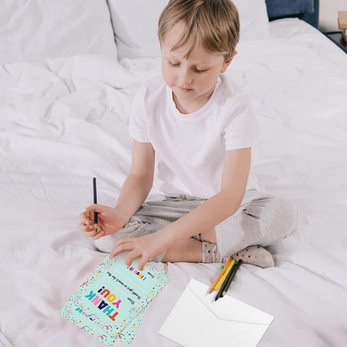72 Eaasty Pieces Mother's Day Thank You Cards Fill in The Blank Thank You Note with Envelope Colorful Thanks