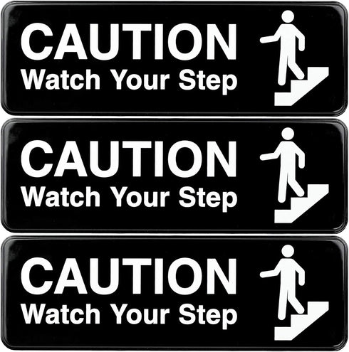 Excello Global Products Caution Watch Your Step Sign - Informative Plastic Sign for Indoor Outdoor Use