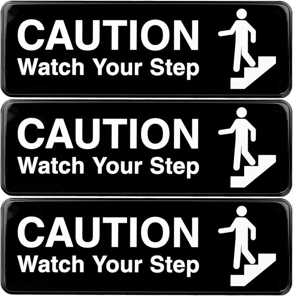 Excello Global Products Caution Watch Your Step Sign - Informative Plastic Sign for Indoor Outdoor Use