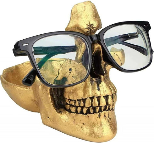 sgmedila Skull Glasses Stand, Creative Eyeglasses Rack, Sunglasses Spectacle Display, Key Holder Resin