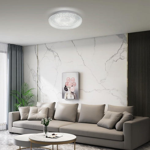 2700K-6500K 36W 3600LM 13.78 Inch Dimmable OOWOLF Flush Mount LED Ceiling Light Fixture, Super Bright Warm/White Light