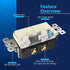 15A 120-277V, LCS2-1P-LA, LIDER Minimalist Design Matte Finish Lighted Double Switch, Combination Frameless Decorator