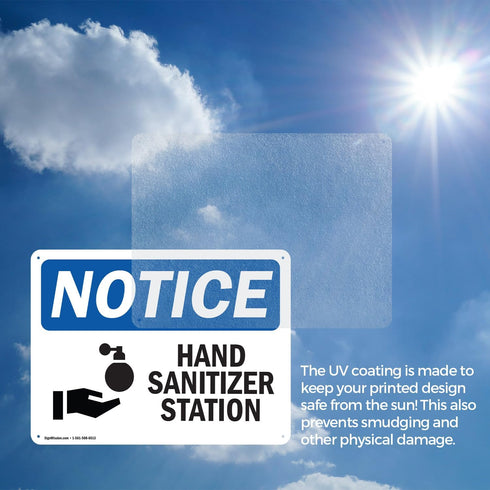(2 Pack) 14 Inch 10 Inch Hand Sanitizer Station OSHA Notice Sign X Indoor/Outdoor Rust-Free Aluminum Metal Signs