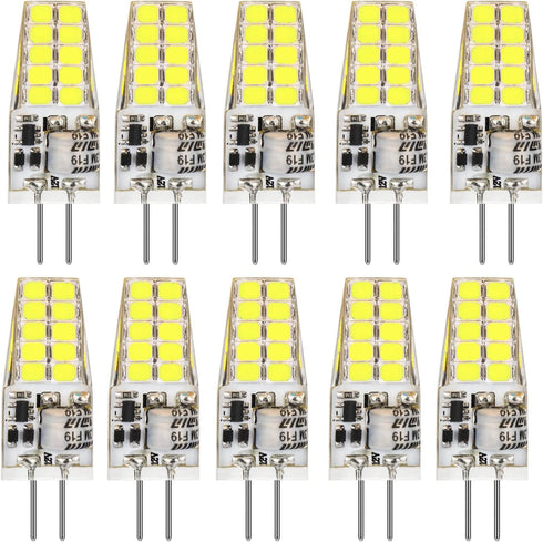 BAOMING G4 LED Bulb 12V JC Type, 20W/35W T3 Halogen Equivalent, 6000K Daylight White, G4 Bi-Pin Base - 10 Pack
