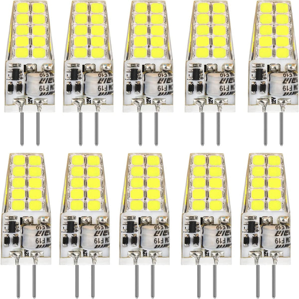 BAOMING G4 LED Bulb 12V JC Type, 20W/35W T3 Halogen Equivalent, 6000K Daylight White, G4 Bi-Pin Base - 10 Pack