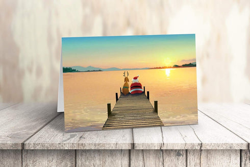 Stonehouse Collection Dock Sunset Christmas Card, 18 Boxed Holiday Cards and Envelopes, USA Made