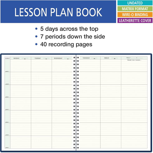 Elan Publishing Company 7 Period Teacher Lesson Plan, Days Horizontally Across the Top (W101)