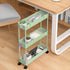 SPACELEAD Slim Storage Cart - 3 Tier Bathroom Rolling Utility Cart, Mobile Shelving Unit for Office, Green