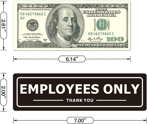 Employees Only Sign for Office Business Door, Aluminum Metal Black White Signs for Store, Pack of 4
