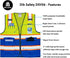Reflective Mesh Vest High Visibility Two Tone with Pockets and Zipper Yellow and Blue Mesh with Orange Trim M