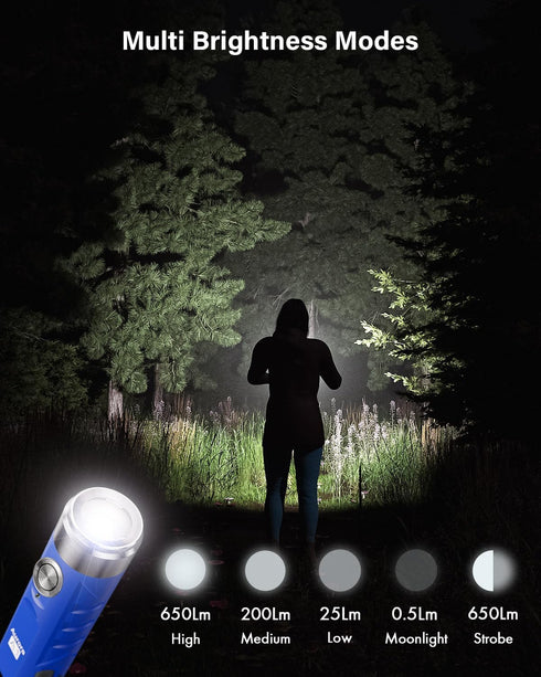 A1 G4 650 RovyVon Aurora USB C Rechargeable Mini EDC Flashlight, Small Bright Keychain Flashlight High Lumens, EDC