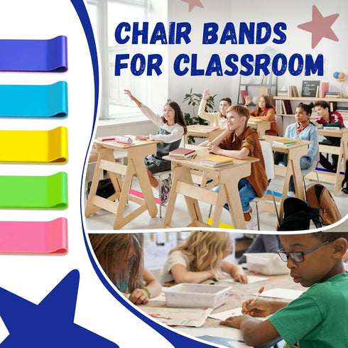 WNSIRVY 16 Pack Chair Bands for Kids with Fidgety Feet, ADHD Tools for Kids, Improve Focus & Reduce Restlessness, Chair