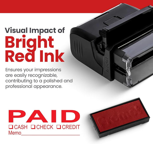 Promot Paid Stamp, Self Inking Stamp for Office, Accounts Payable, Red Ink