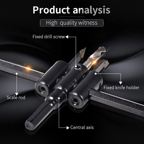 KATUR Adjustable Circle Hole Cutter Saw Kit, 30mm to 200mm Wood Drywall Drill Bit for DIY