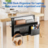 Litwaro Desk Side Storage Organizer, Clamp on Under Desk Laptop Holder, No Drill Mount with Magnetic Pen Holder (Black)
