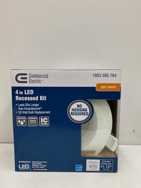 Commercial Electric 4 in. LED Recessed Kit, Soft White
