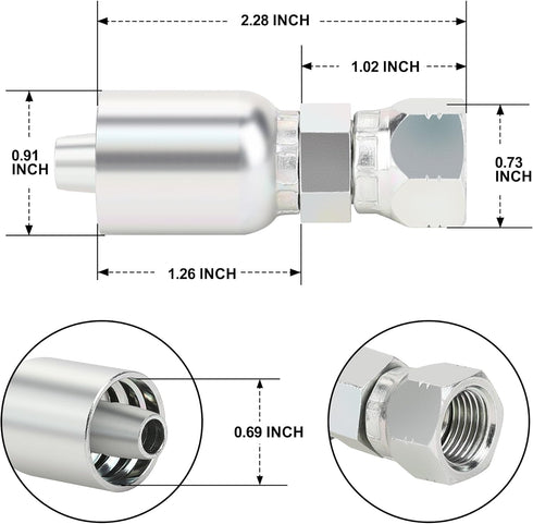 3/8’’ Hose x 3/8’’ JIC 37 Degree Female Swivel Hydraulic Hose Crimp Fittings, 10PCS Set