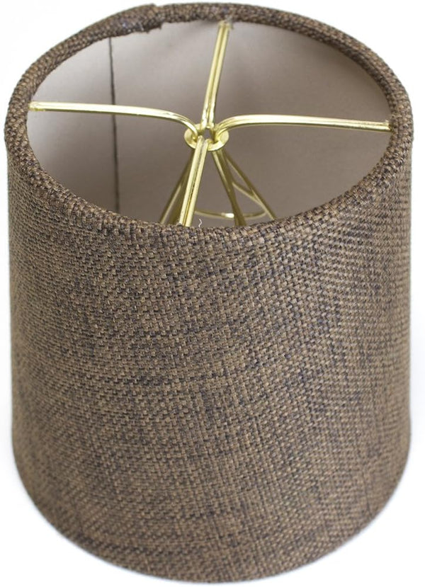 5x6x5 Chocolate Burlap Drum Chandelier Clip-On Lampshade - Perfect for chandeliers, foyer