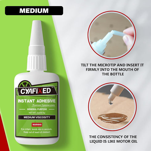 Strong Cyanoacrylate (CA) Super Glue, All-Purpose Medium Viscosity Instant Adhesive, 4 oz. for Home Repair