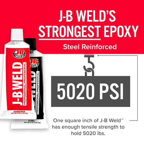 J-B Weld 8281 Professional Size Steel Reinforced Epoxy, Hardener and Steel Pack, 10 oz