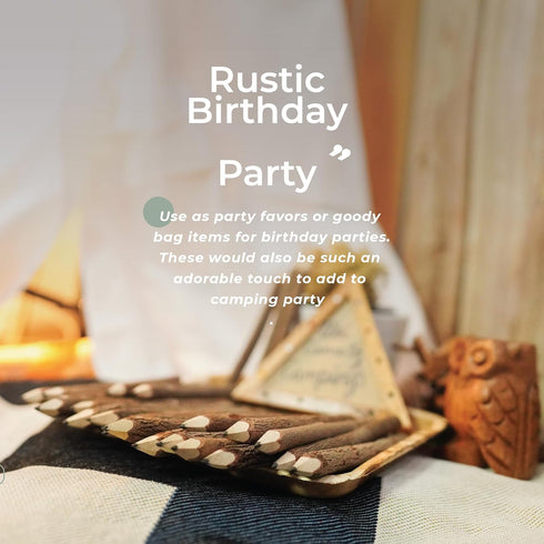 BSIRI Black 3 Inch Wood Tree Bark Pencils, 12 Pack, Rustic Twig Pencils for Unique Camping Gifts, Decorations, Party