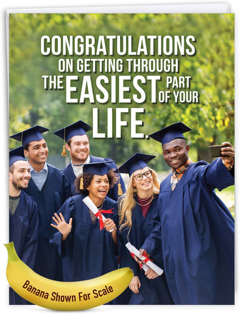 NobleWorks Big Hilarious Graduation Card, 8.5 x 11 Inch, Funny Grad Notecard for College, High School Students