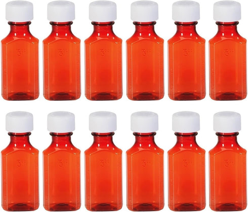 Sandhill Tools Pharmacy Liquid Medicine Leak Proof Bottles, 2 Oz with Child Resistant Caps, Perfect for Travel,