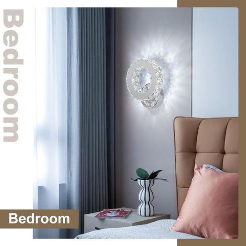 K9 Buccleuch LED Crystal Wall Sconce, Bright Adjustable Color Wall Sconce Light Fixture Stainless Steel White Crystal
