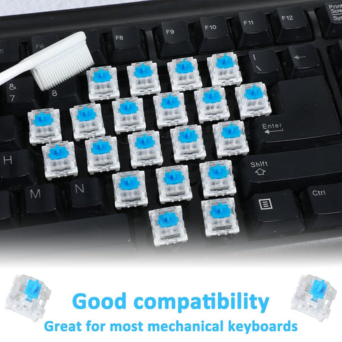 Josojoou 12 3 Pieces Blue Mechanical Keyboard Switches, Pin Pre-Lubricated Clicky Key Switches, Dustproof