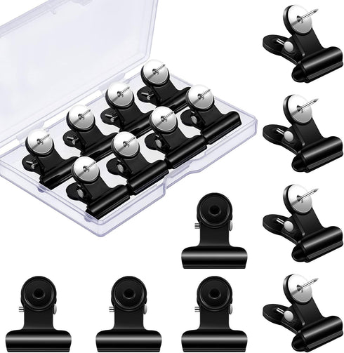 Sabary 30 Pieces Push Pins Clips, Bulldog Thumbtack Clips for Cork Board, Bulletin Boards, Photo Walls (Black, 20 mm)