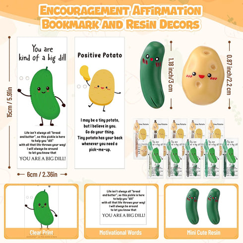 Sayglossy 60 Sets Employee Appreciation Gifts Bulk Positive Pickle Potato Pens with Animal Pun Note Cards Thank You