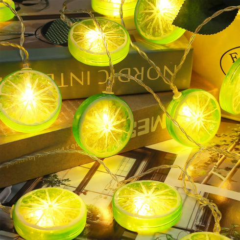 Vibrant Lime Slice LED String Lights for Outdoor Decor
