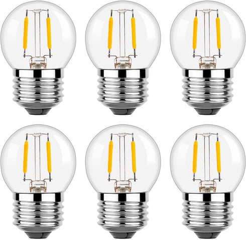 G40 E26 1W Low Wattage LED Vintage Bulbs - Small Globe Nightlight, 2700K Warm White, 6Pack