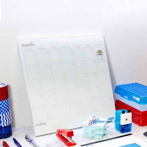 BAZIC Magnetic Dry Erase Calendar Board Tile, 14" x 14", Whiteboard for Office Schedule Planner, 1-Pack