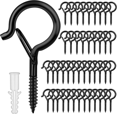 FSAH 35 Q Hanger Pcs Screw-in Hooks for Outdoor String Lights, Swivel Hanging Basket Patio Light Hooks with Safe Buckle