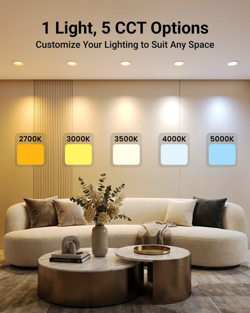 6 Inch, 965LM, 13W (100W 2700K/3000K/3500K/4000K/5000K, Dimmable, 4 Pack Sunco LED Recessed Lighting Retrofit Can