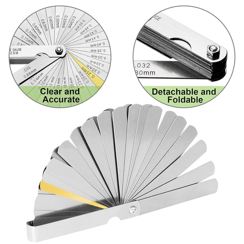 Spurtar 32 Blades Feeler Gauge Set, Stainless Steel for Measuring Gap Width and Thickness, SAE/Metric